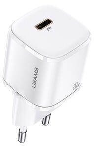 USAMS T36 hálózati töltő Type-C aljzat (5V / 3000 mA, 20W, PD gyorstöltés támogatás, GaN) FEHÉR (CC124)