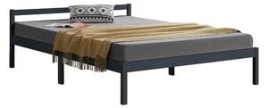 Ágykeret Nakkila ágyráccsal fenyőfa 140x200 cm dupla ágy egyszerű faágy fejtámlával sötétszürke matt lakkozott