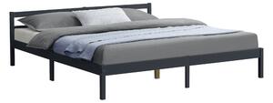 Ágykeret Nakkila ágyráccsal fenyőfa 180x200 cm dupla ágy egyszerű faágy fejtámlával sötétszürke matt lakkozott