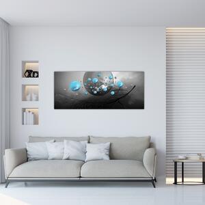 Kép- világos kék absztrakt gömbök (120x50 cm)