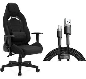 SENSE7 Vanguard gamer szék fekete textil + USB kábel