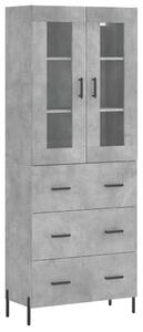 Betonszürke szerelt fa magasszekrény 69,5 x 34 x 180 cm