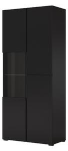 Könyvespolc Alfere 110, Zárt, Ajtókkal, Üveg, Laminált forgácslap, 183x79x40cm, Fekete