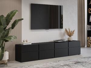 TV-állvány Alfere 101, Laminált forgácslap, 48x225x40cm, Fekete