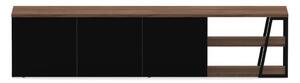 Fekete TV-állvány diófa dekorral 190x45 cm Albi - TemaHome