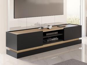 TV-állvány Comfivo Tilia, Laminált forgácslap, 47x200x37cm, Fekete, Tölgy