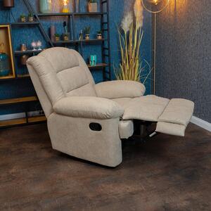 Fekvőfotel, relax fotelágy dönthető háttámlával, lábtartóval bézs szövet (8002-BEIGE-FABRIC)