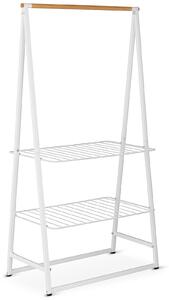 Brabantia Linn Clothes Rack Large ruhatartó állvány, 995x1900x570mm nagy méret, 2db állítható magasságú rácsos polc, bambusz rúd, acél váz, fehér - 118265