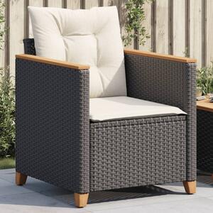 VidaXL fekete polyrattan kerti szék párnákkal