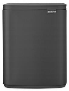 Brabantia Bo Waste Bin hulladékgyűjtő felnyitható, Soft-Close fedéllel, műanyag tartály, 12L - C méret, acél, határtalan szürke ásványi textúra - 233746