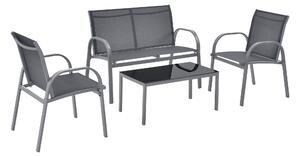 Kerti bútor szett Gagra acél/üveg sötétszürke/fekete