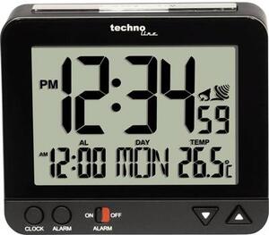 Techno Line (WT 195) Rádiójel vezérlésű Ébresztőóra Fekete Riasztási idők 1