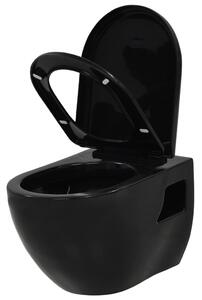 VidaXL falra szerelhető fekete kerámia WC rejtett öblítőtartállyal