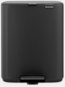 Brabantia Bo Pedal Bin pedálos hulladékgyűjtő szagmentesen záródó Soft-Close fedél, karcsú, négyzetes forma, műanyag tartály, 12L - C méret, acél, határtalan szürke ásványi textúra - 238086