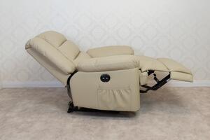 Fekvőfotel, relax fotelágy elektromosan dönthető háttámlával, lábtartóval világosbarna (ELEC-PU-CAMEL)