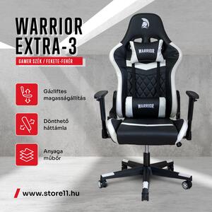 WARRIOR gamer szék fekete-fehér (EXTRA-3)