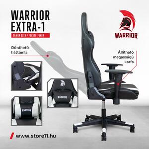 WARRIOR gamer szék fekete-fehér (EXTRA-1)