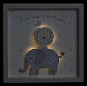 Elefánt és oroszlán - Világító LED dekoráció gyerekeknek - 23 x 23 cm