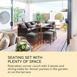 Blumfeldt Titania Dining Lounge Set, kerti ülőgarnitúra készlet, barna/sötétszürke