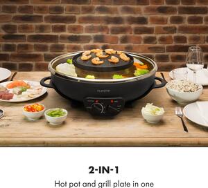 Klarstein Szechuan, hot pot és grill lemez, 5 l űrtartalom, 1350 W, 600 W, fekete