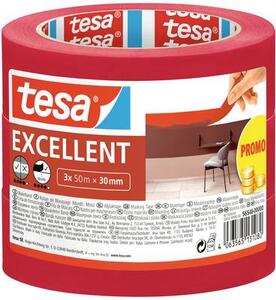 Tesa EXCELLENT (56548-00000-00) Krepp szalag Piros (H x Sz) 50 m x 30 mm 3 db