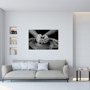 Fekete-fehér kép - kerámia gyártás (90x60 cm)