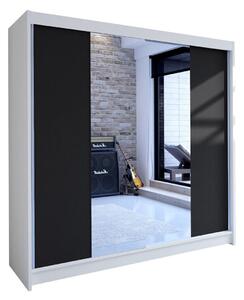 Gardróbszekrény Closico Cavaris II, Laminált forgácslap, 215x180x58cm, Fekete, Fehér