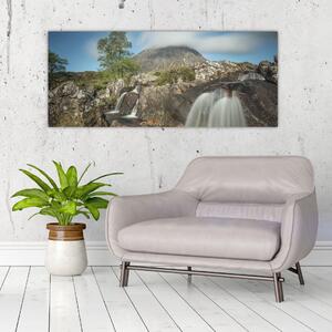 Vízesések és hegyek képe (120x50 cm)