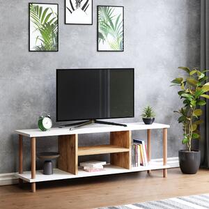 TV-asztal Ærøskøbing 43x120x29 cm TV-állvány forgácslap bükkfa fehér fa színű