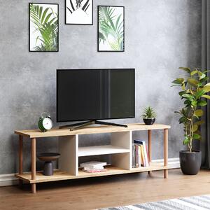 TV-asztal Ærøskøbing 43x120x29 cm TV-állvány forgácslap bükkfa fa színű / fehér