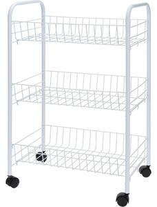 HomeandMode Fém Konyhai 3 Szintes Zsúrkocsi, 62 cm, Fehér