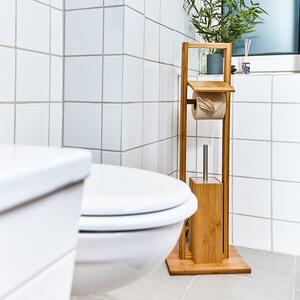 Blumfeldt WC garnitúra, toalett kefe, 36 x 82 x 24 cm, nedvességálló, bambusz