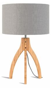 Annapurna asztali lámpa világosszürke búrával és bambusz lámpatesttel - Good&Mojo