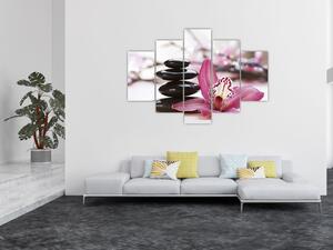 Masszázs kövek és orchideák képe (150x105 cm)