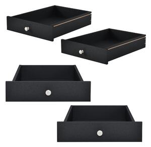 4 x Fiók raklapbútorhoz - praktikus tároló egyedi bútorhoz - 9,5x37,5x44,5cm - sínnel - fekete