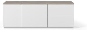 Fehér komód diófa dekoros ajtókkal és fedlappal, 160 x 57 cm Join - TemaHome
