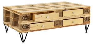 4 x Fiók raklapbútorhoz - praktikus tároló egyedi bútorhoz - 9,5x37,5x44,5cm - sínnel - fa hatás