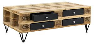 Fiók raklapbútorhoz - praktikus tároló egyedi bútorhoz - 9,5x37,5x44,5cm - sínnel - fekete