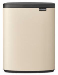 Brabantia Bo Waste Bin hulladékgyűjtő felnyitható, Soft-Close fedéllel, műanyag tartály, 12L - C méret, acél, világos bézs - 234125