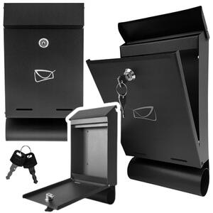 Postaláda Leveleknek És Újságoknak, Fekete Horganyzott Acél, 32,5×22,5×9,5Cm26731