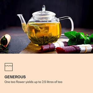 Feelino Üvegkancsó, 800 ml, boroszilikát üveg, fedéllel, teaszűrővel és teavirággal