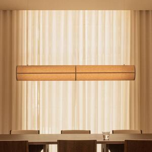 Audo Copenhagen függőlámpa Hashira Linear, natúr szín, 140 cm hosszúságú, dimmelhető, Krém / borostyánsárga, Nappali / Étkező, Textil / szövet / selyem