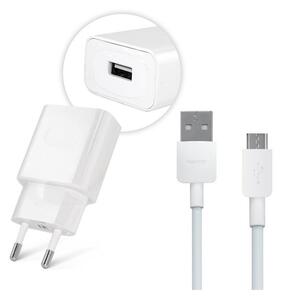 HUAWEI hálózati töltő USB aljzat (5V / 2000mA, 10W, gyorstöltés támogatás + PY0857 microUSB kábel) FEHÉR (AP81 / HW-050200E01 / HW-050200E02_M)