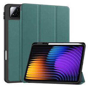 Gigapack Tok álló, bőr hatású (aktív FLIP, oldalra nyíló, TRIFOLD, asztali tartó, ceruza tartó) SÖTÉTZÖLD Xiaomi Pad 7 Pro / Pad 7 " csomagolás" (GP-168364)