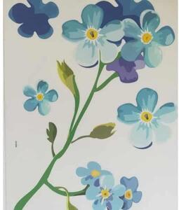 Kék virágmintás dekorációs falmatrica 32x69cm