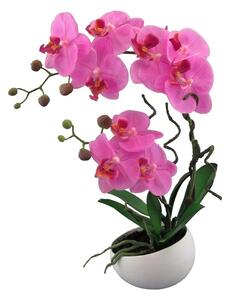Mű orchidea virágtartóban, rózsaszín, 42 cm