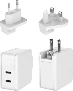 Dehner Elektronik ith Plug-Set EU/UK white 2xUSB-C AC/DC asztali- és dugasztápegység 65 W USB-C Power Delivery 3.0 Fehér Aljzat (XYPD65CC-ZUZ GaN US foldable w)