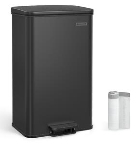 Konyhai szemetes 40L, nagy pedálos kuka fedéllel, 15 szemeteszsák mellékelve, fekete