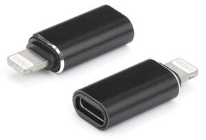 Adapter (Type-C aljzat - lightning 8pin) FEKETE
