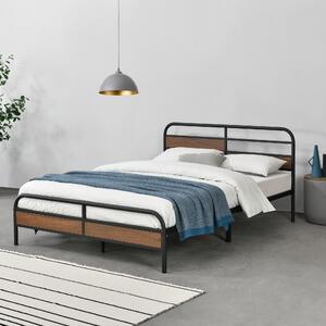 Fémkeretes ágy Aarau 140x200 cm fa-hatású elemekkel